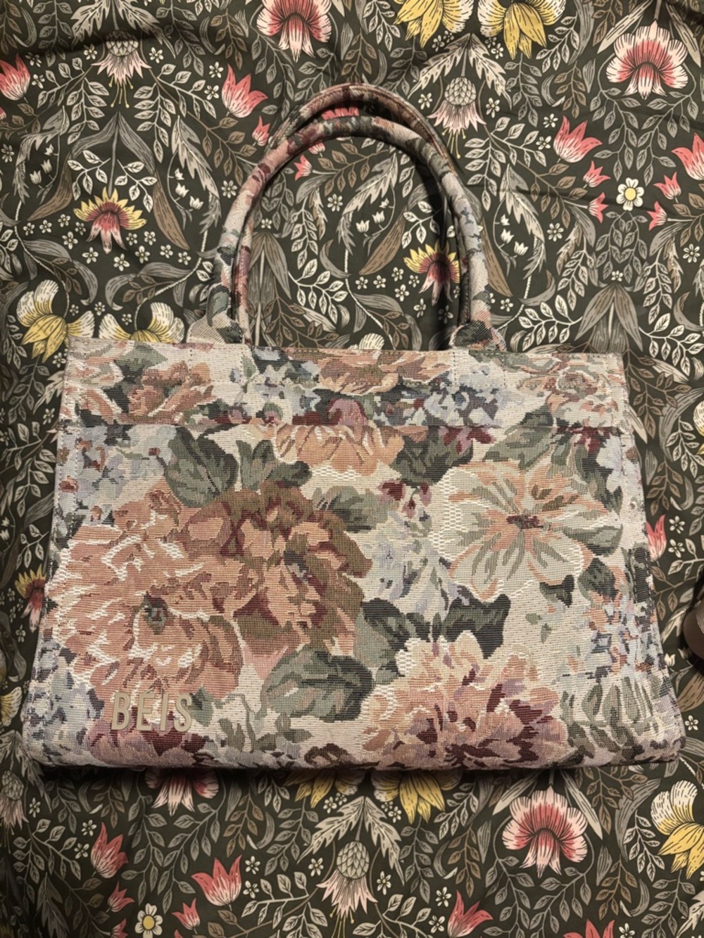 Beis Floral Tapestry Book Tote